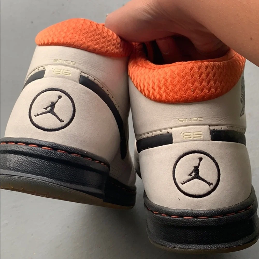 Rare Jordan 1 Nike Men’s High-Top Sneakers in Cream, Orange, Black